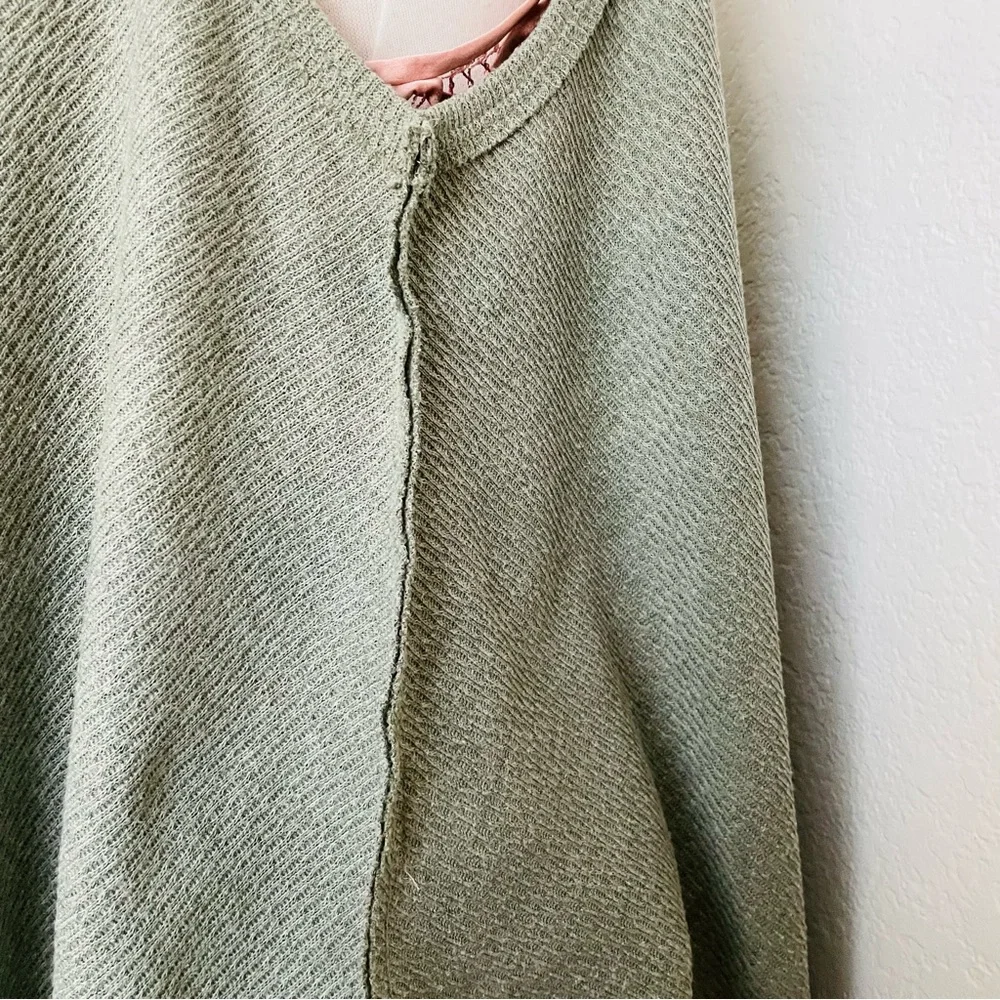 Free People We the Free Waffle Hi-Lo Olive Tank